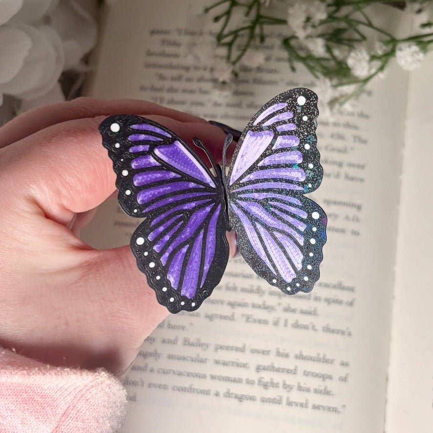 Butterfly Bookmark | 3D Printed Butterfly Bookmark | Sparkle Finish | Foldable Book Lover Gift