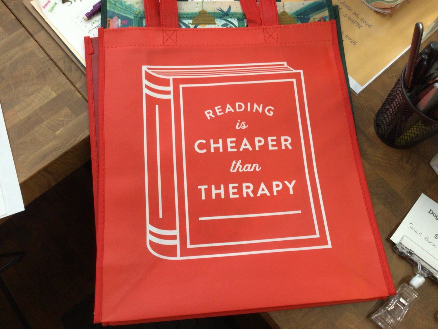 Reading Is Cheaper Than Therapy Tote
