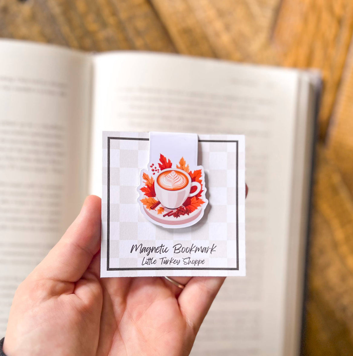 Fall Coffee Magnetic Bookmark, Pumpkin Spice Latte