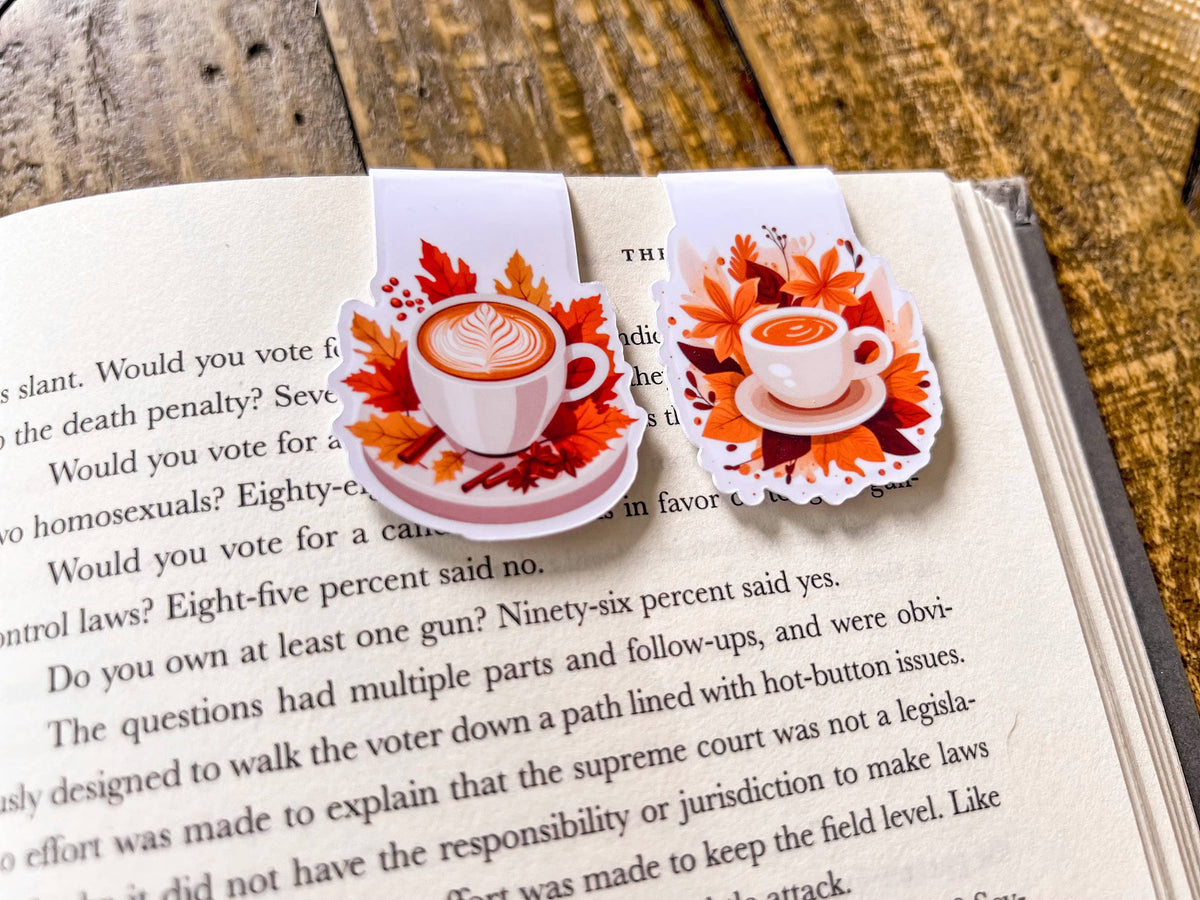 Fall Coffee Magnetic Bookmark, Pumpkin Spice Latte