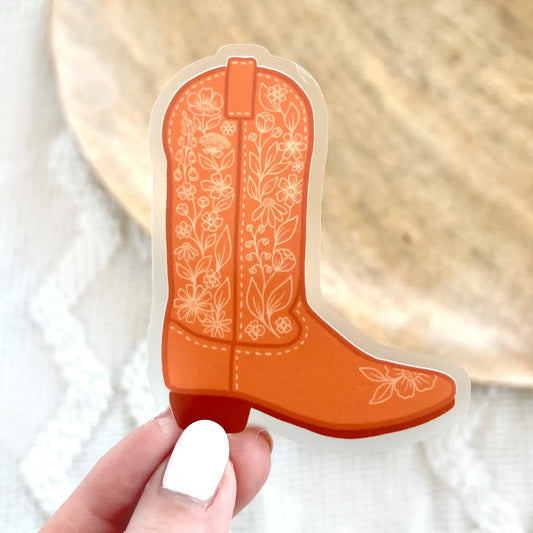 Clear Cowboy Boot Sticker, 3.25x2.5 in. | Western