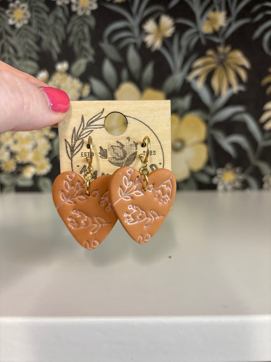 Tan Floral Hearts earrings