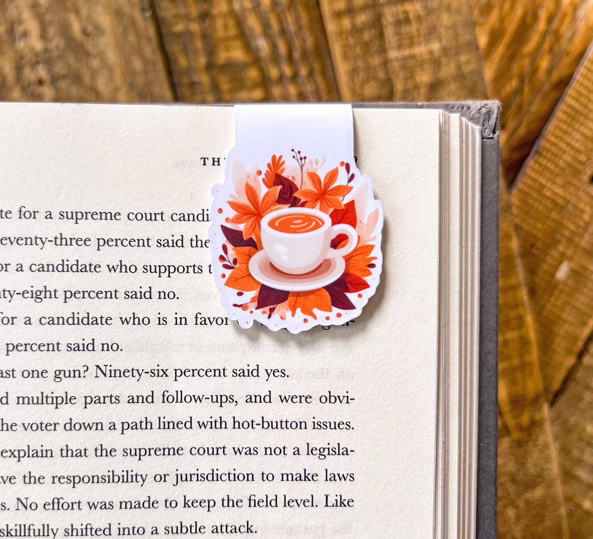 Fall Coffee Magnetic Bookmark, Pumpkin Spice Latte