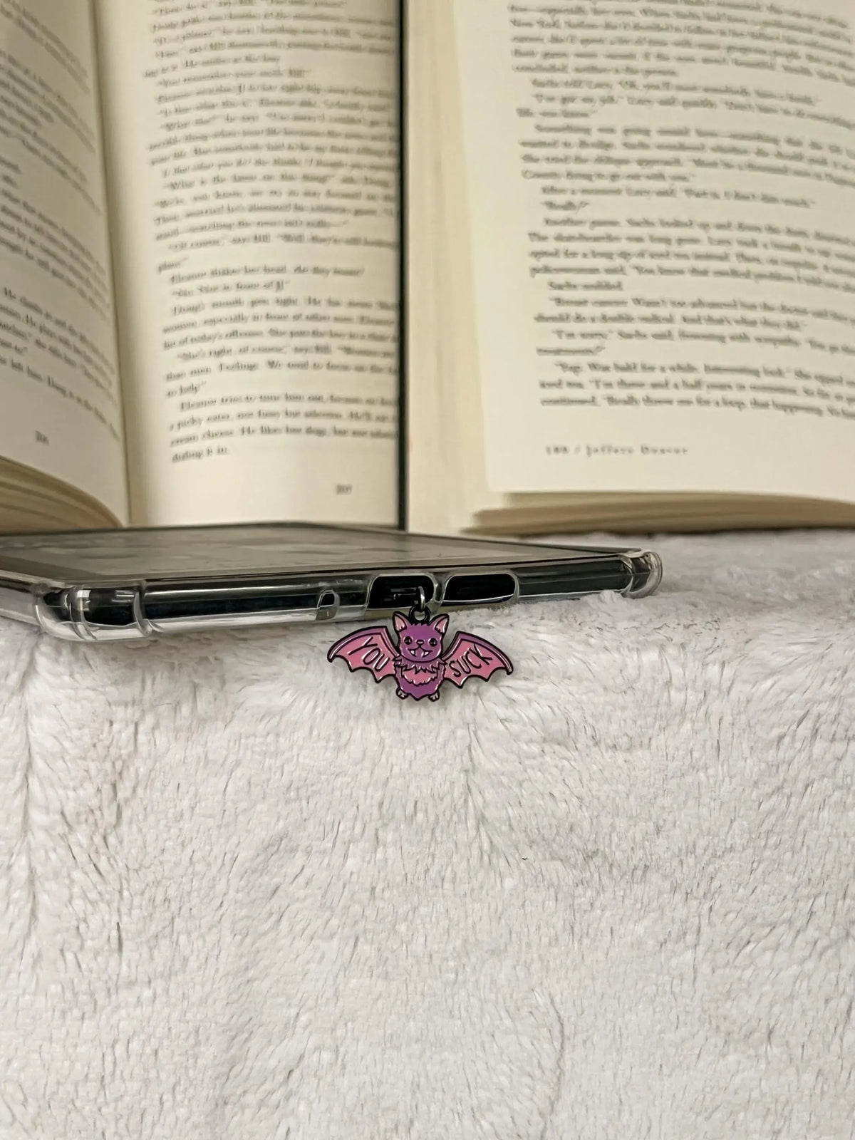 Purple Bat Kindle Charm, USB-C Dust Plug
