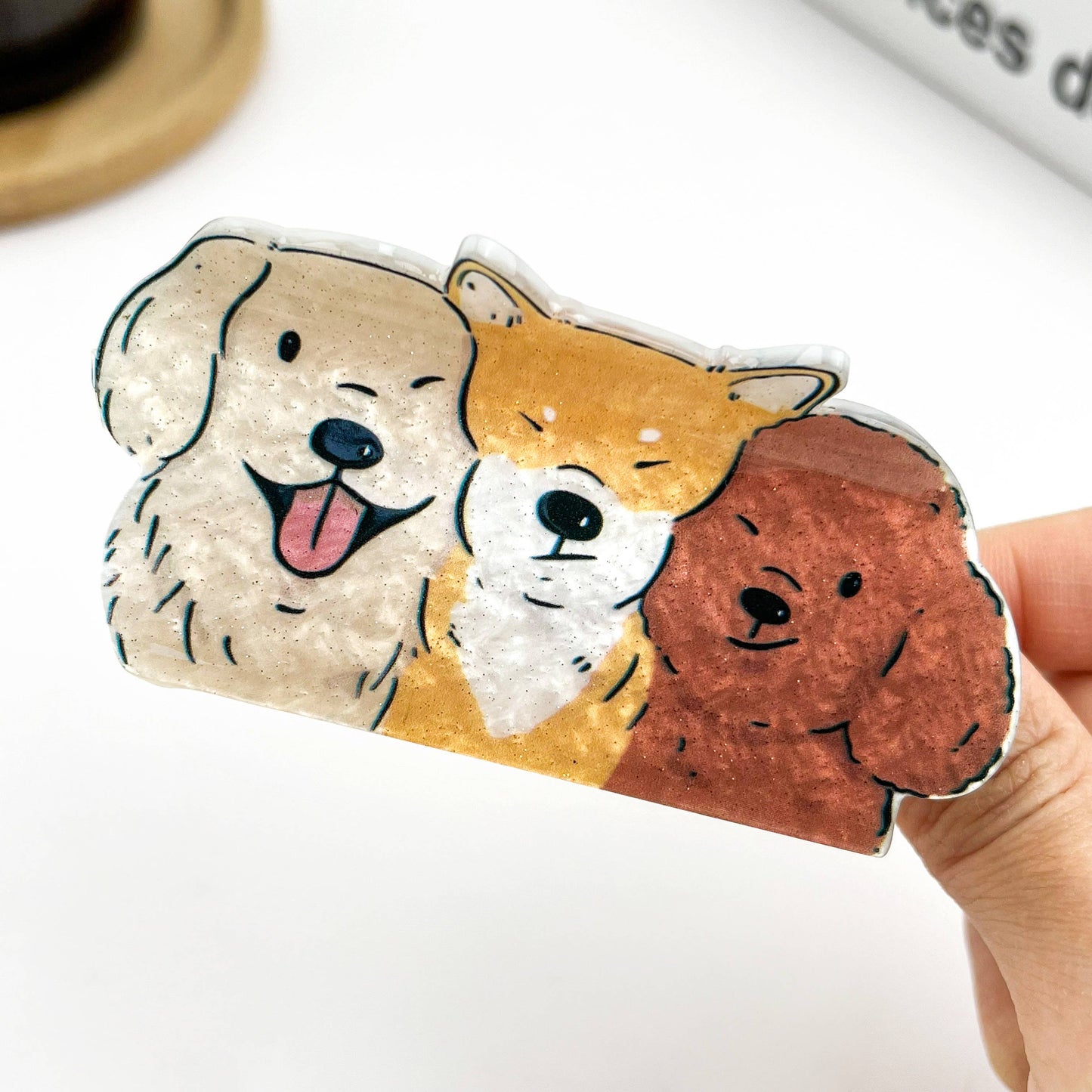 Three Best Friends Dog Hair Clip, Acetate Animal hair clips