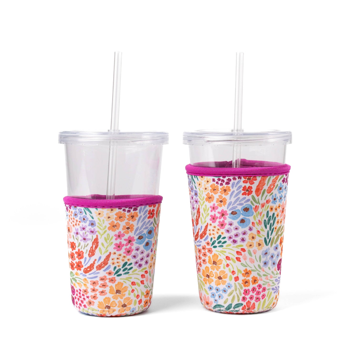 Floral Drink Sleeve | Iced Coffee Koozie | Drink Cover: Strawberry Patch / Regular