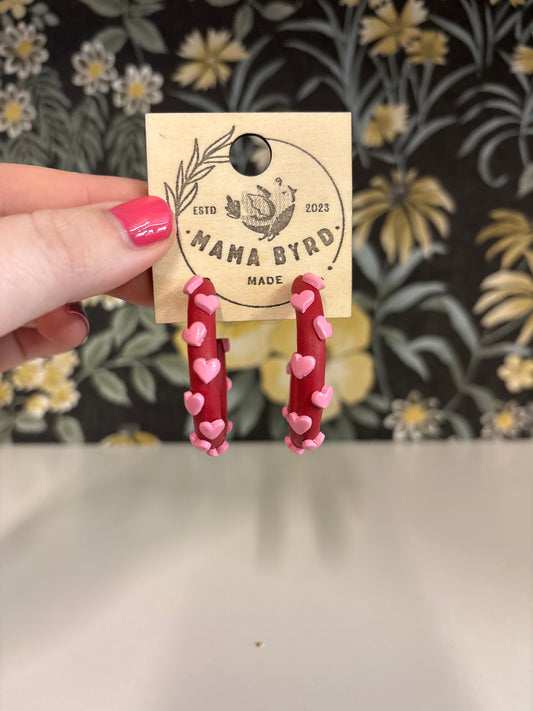 Red/Pink Heart Hoops