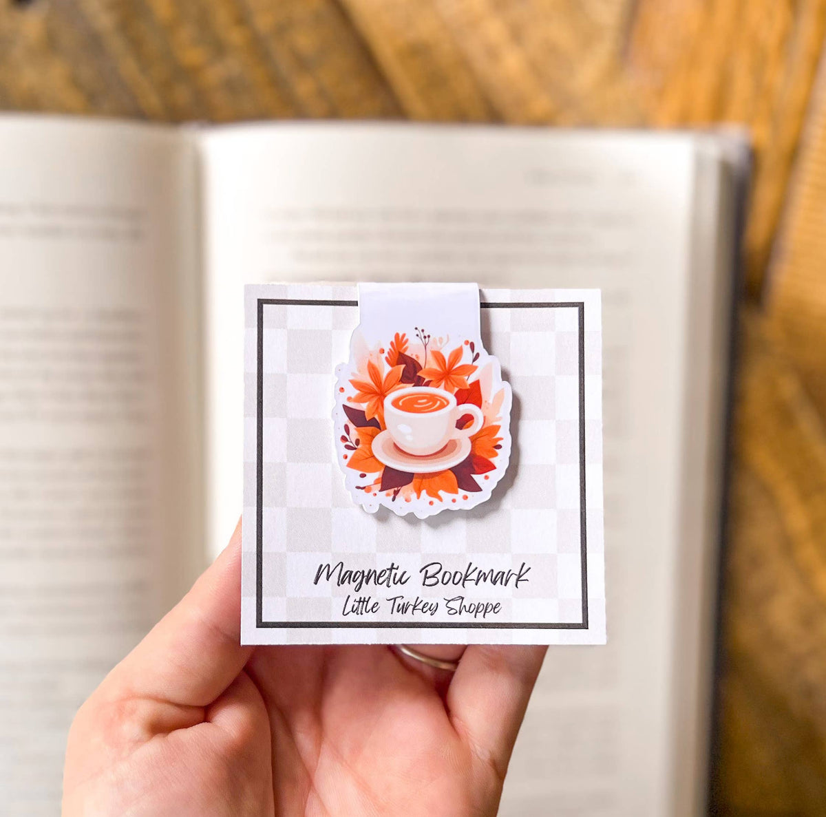 Fall Coffee Magnetic Bookmark, Pumpkin Spice Latte