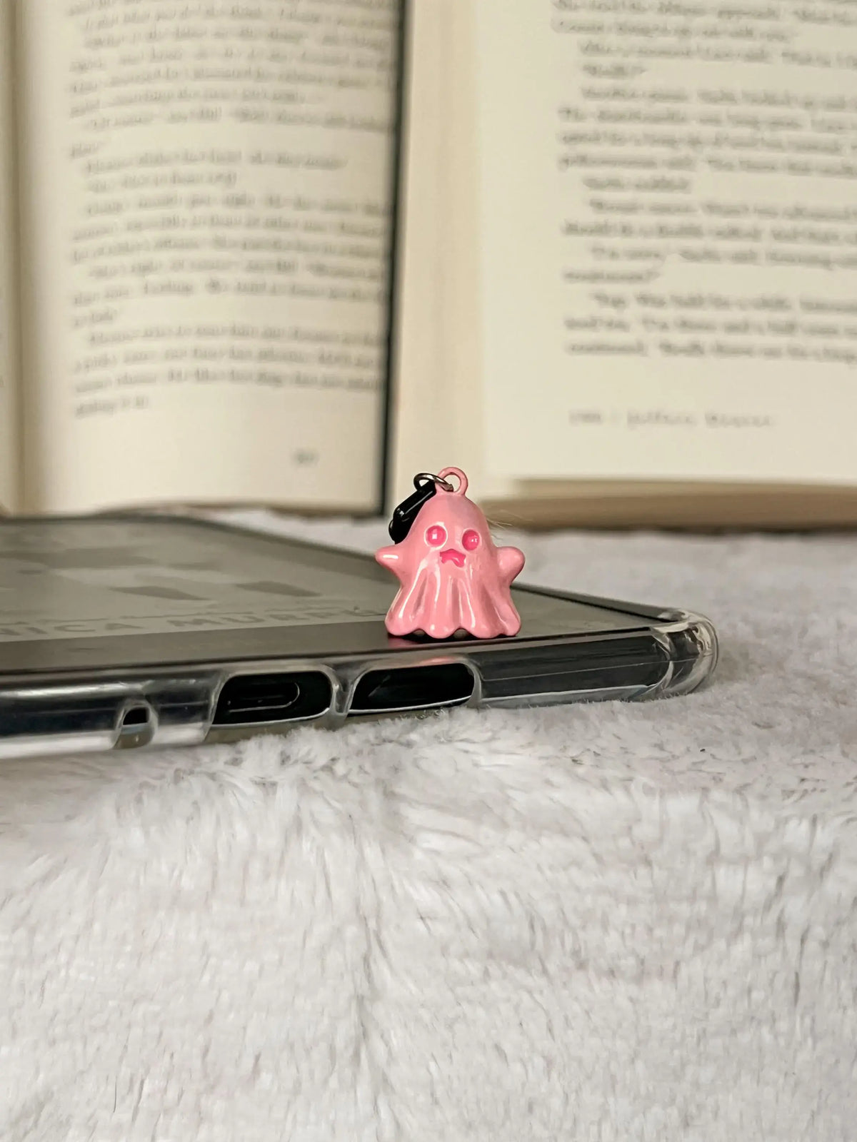 Pink Ghost Kindle Charm | USB-C Dust Plug