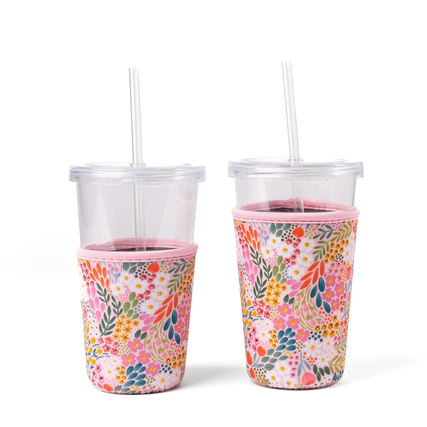 Floral Drink Sleeve | Iced Coffee Koozie | Drink Cover: Sunny Poppies / Regular