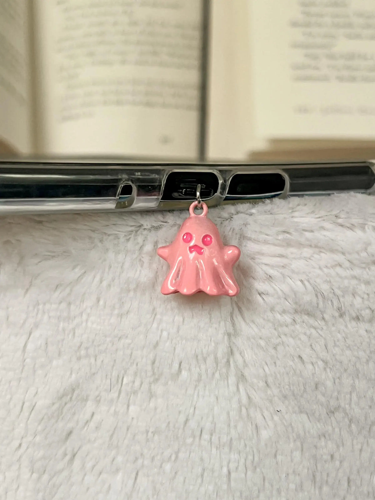 Pink Ghost Kindle Charm | USB-C Dust Plug