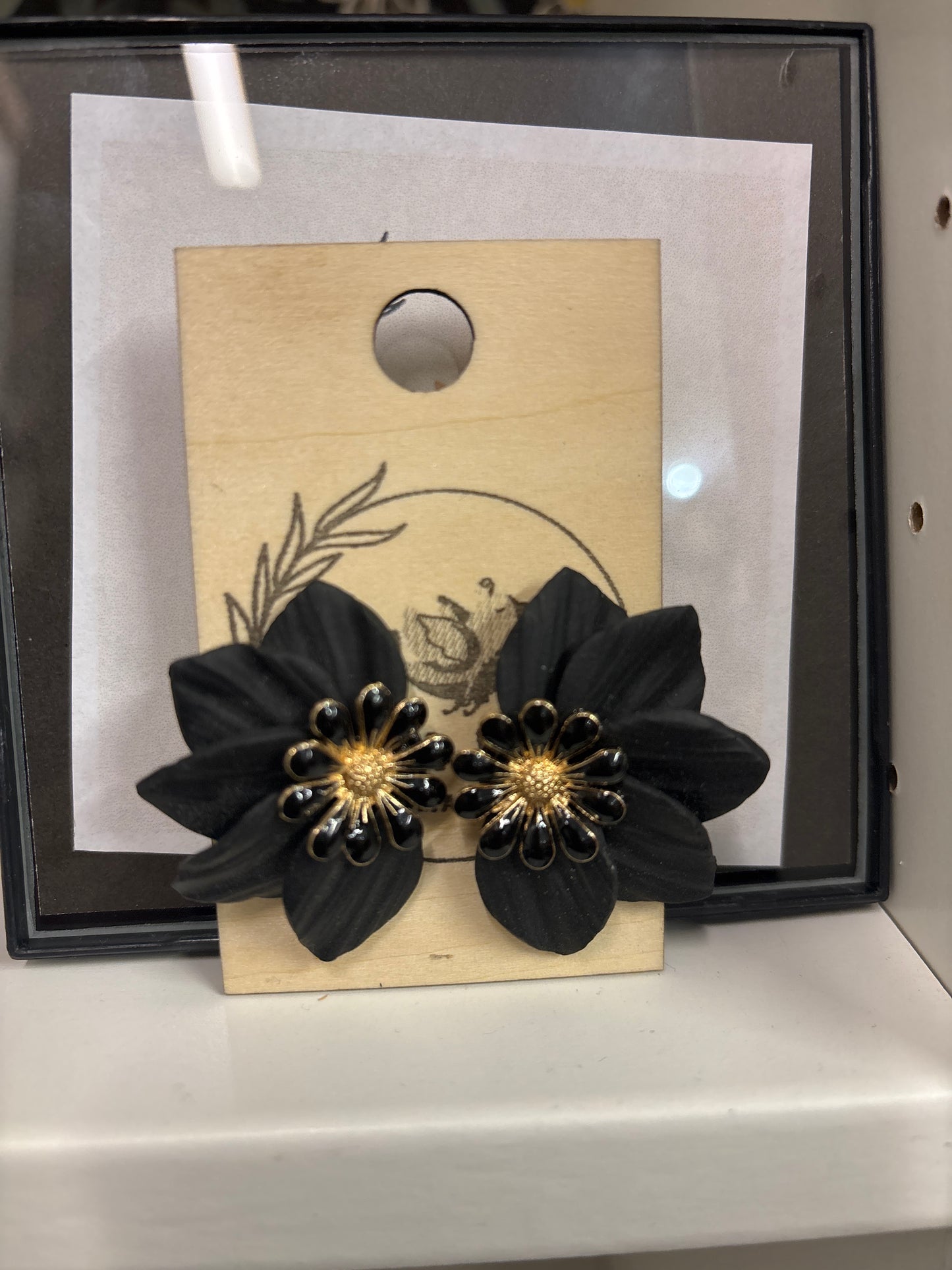Black Floral earrings