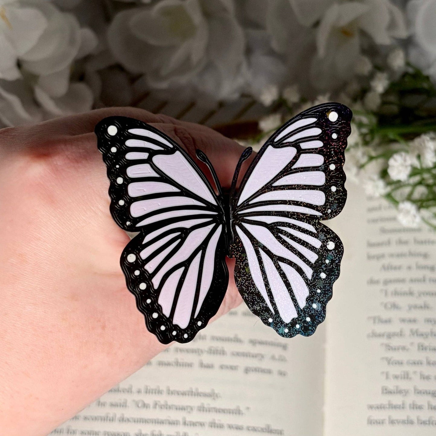 Butterfly Bookmark | 3D Printed Butterfly Bookmark | Sparkle Finish | Foldable Book Lover Gift