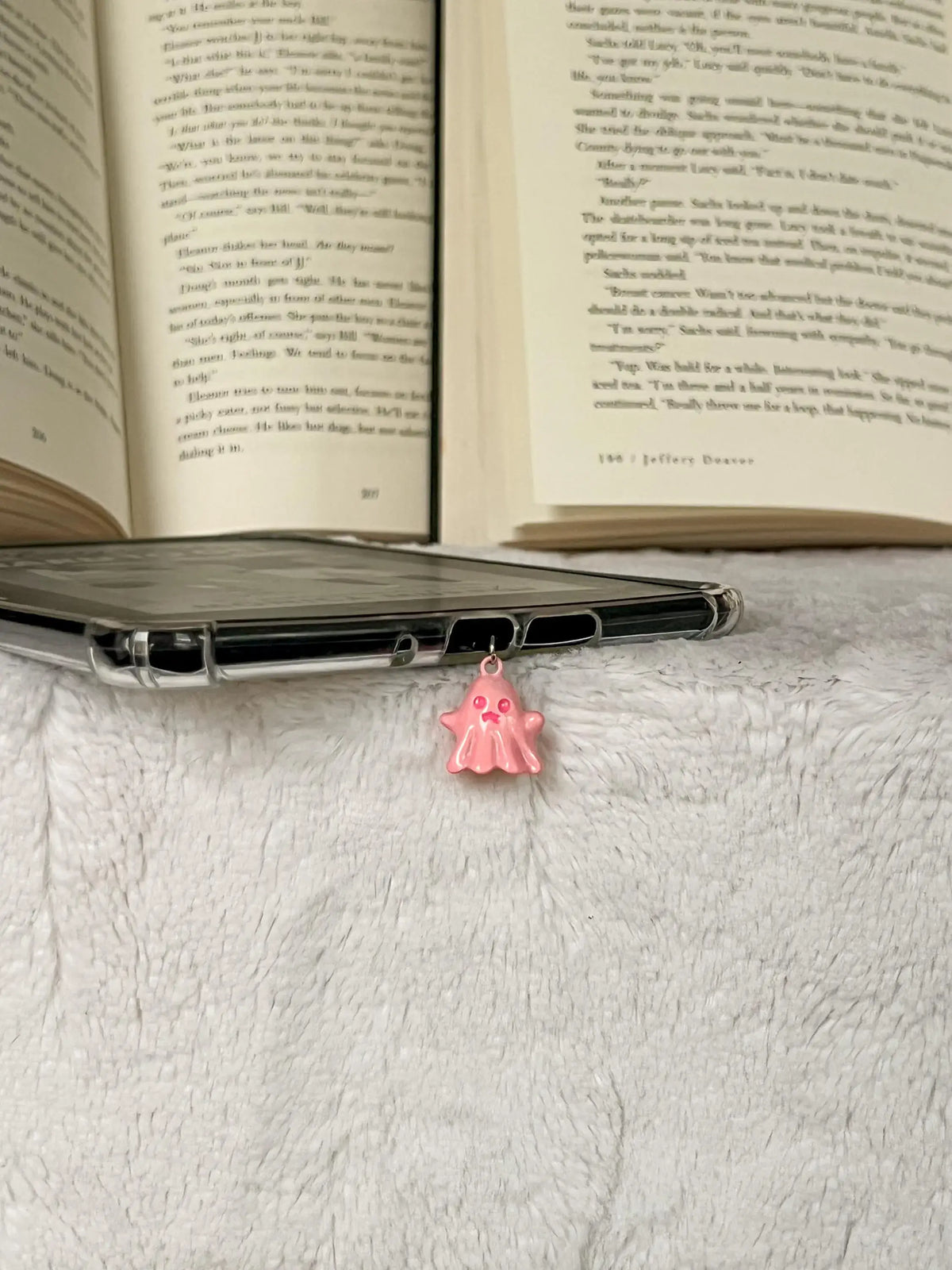 Pink Ghost Kindle Charm | USB-C Dust Plug