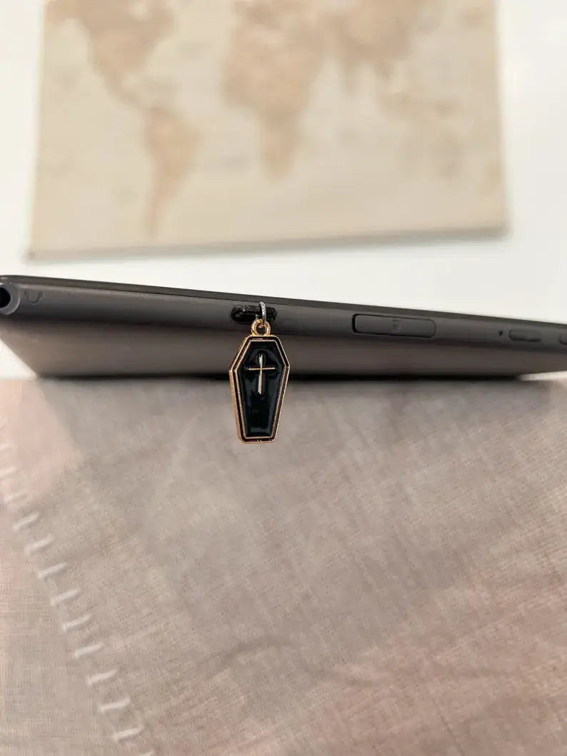 Black Coffin Kindle Charm | USB-C Dust Plug