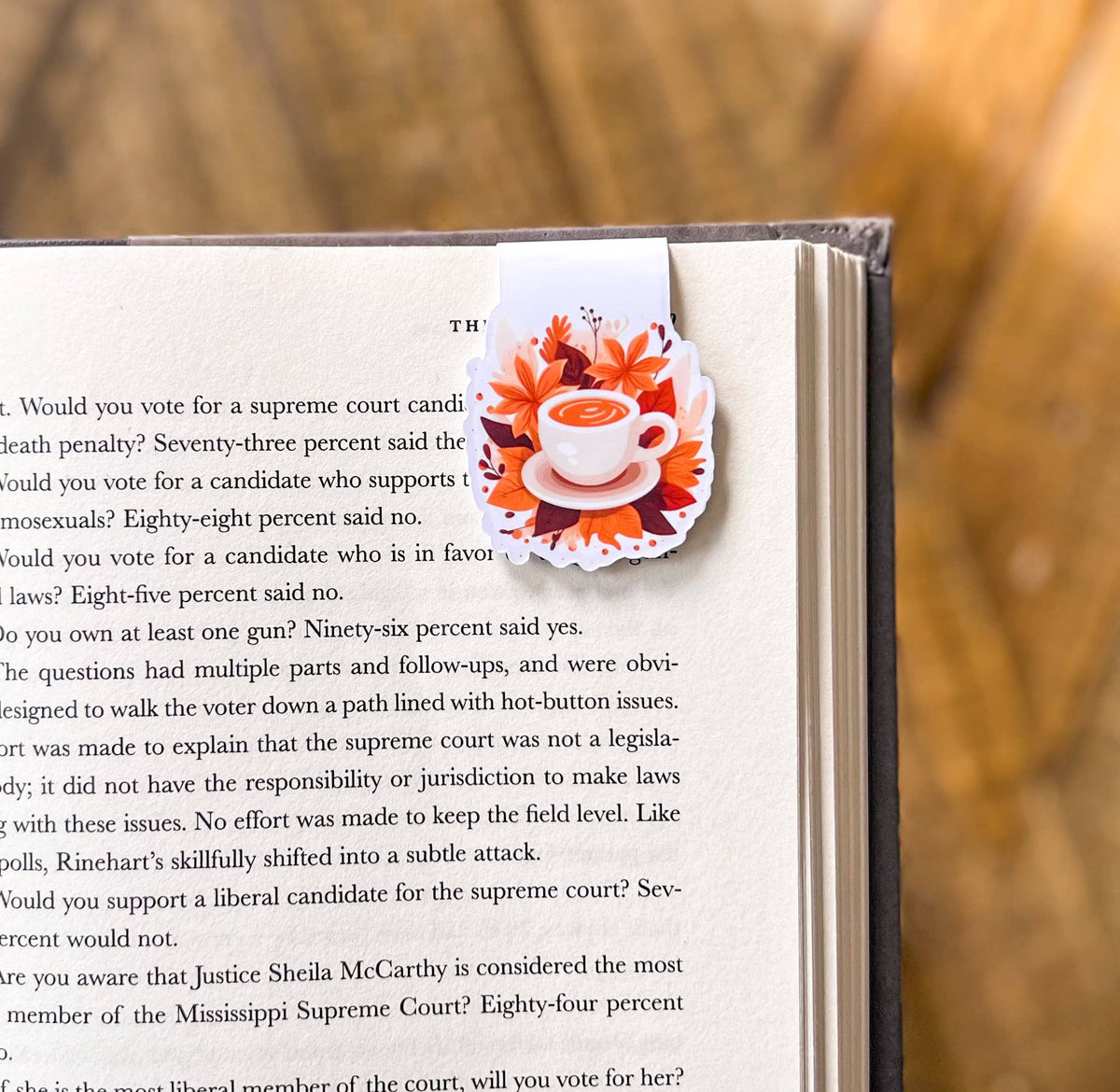 Fall Coffee Magnetic Bookmark, Pumpkin Spice Latte