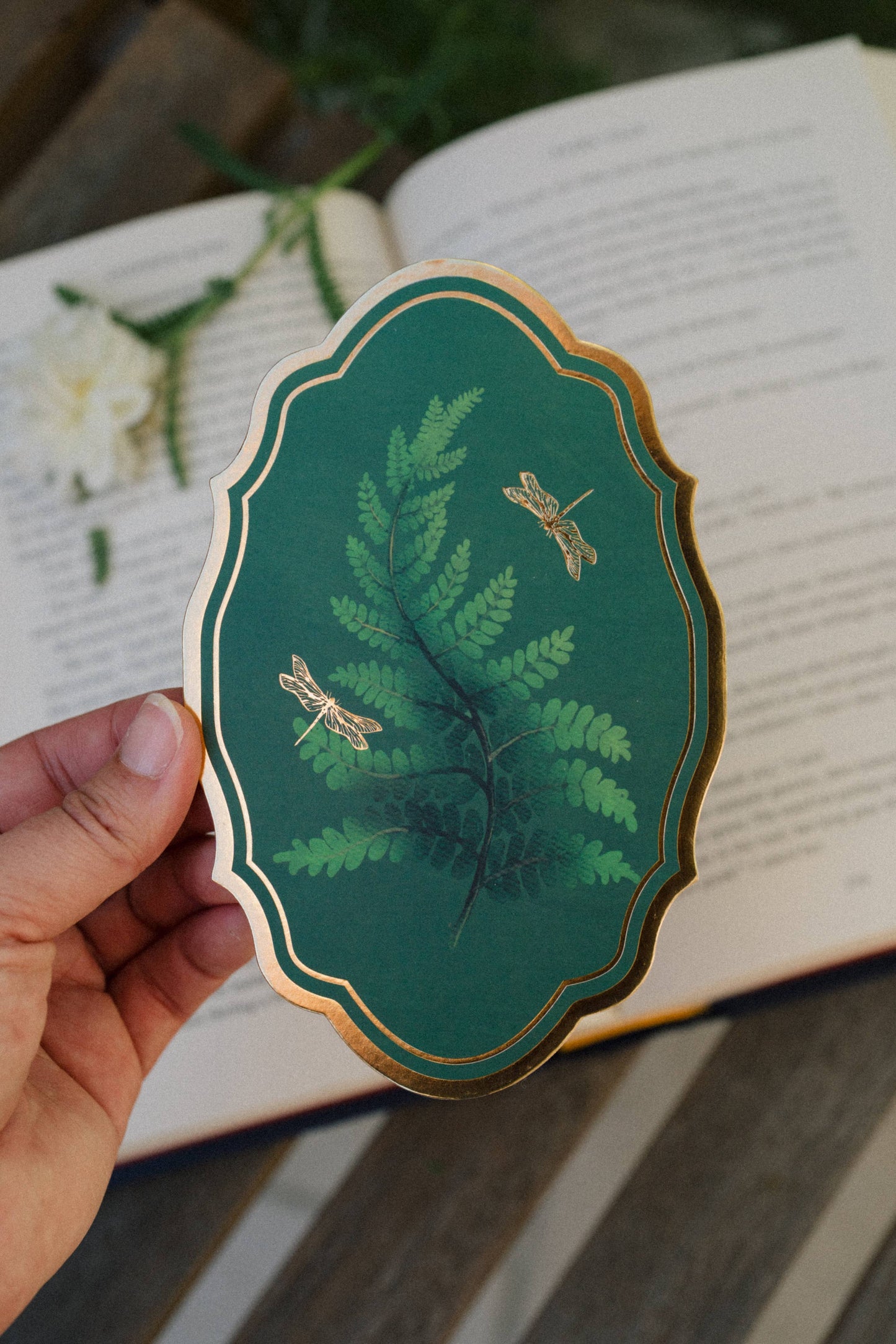 Emerald Fern Gold Foil Bookmark | Bookish Romantasy