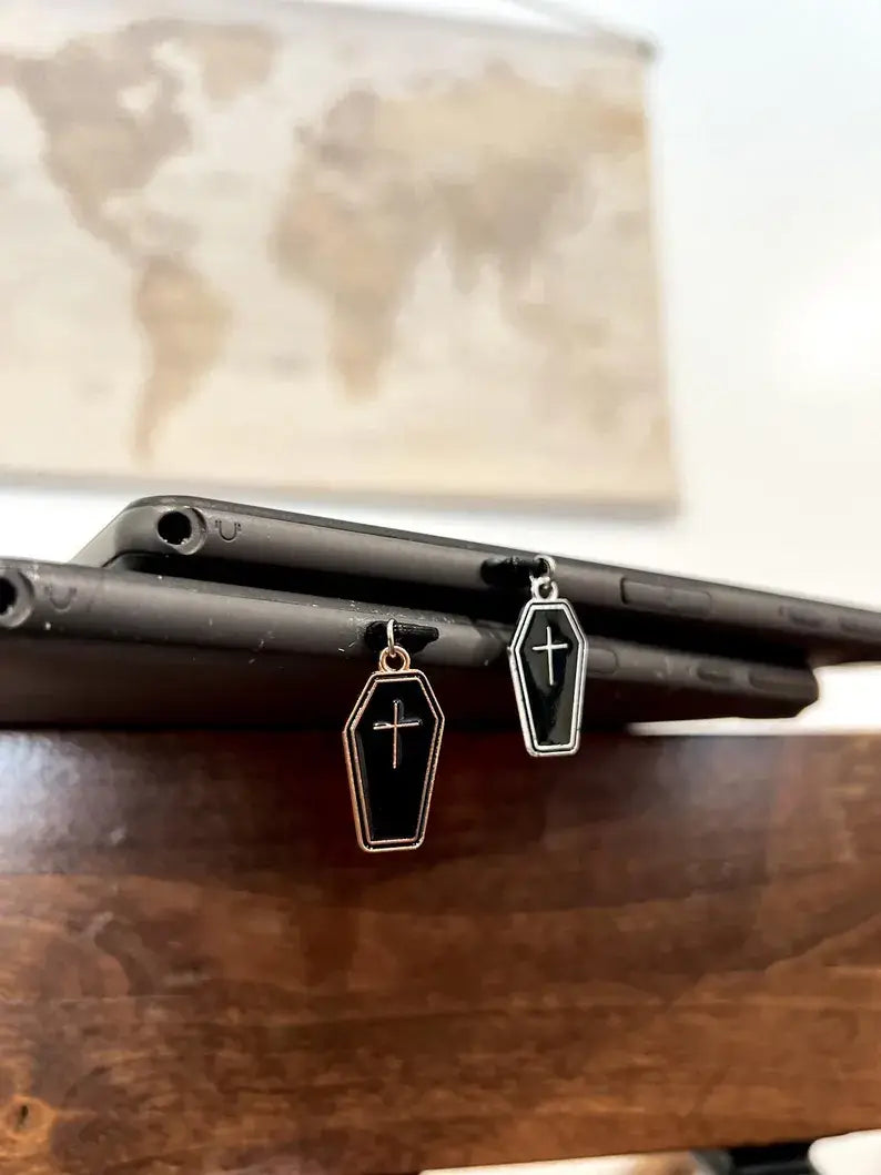 Black Coffin Kindle Charm | USB-C Dust Plug