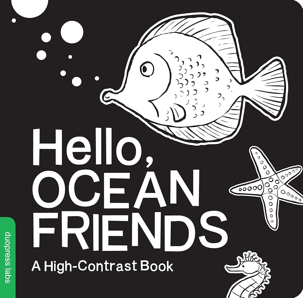 Hello, Ocean Friends: A Black-and-White Board Book for Babies That Helps Visual Development (High-Contrast Books) cover image
