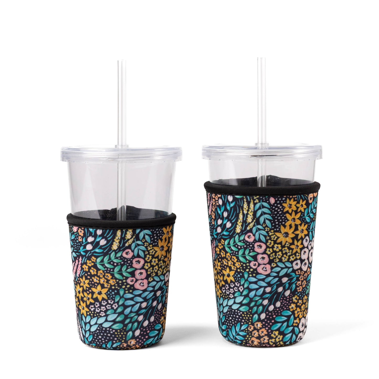 Floral Drink Sleeve | Iced Coffee Koozie | Drink Cover: Sunny Poppies / Regular