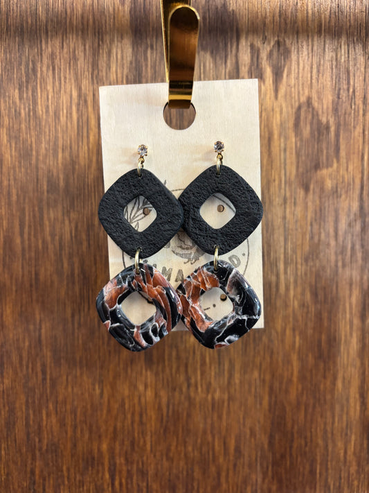 Black and Marbled earrings