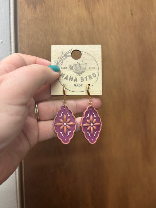 Oblong Floral Design earrings