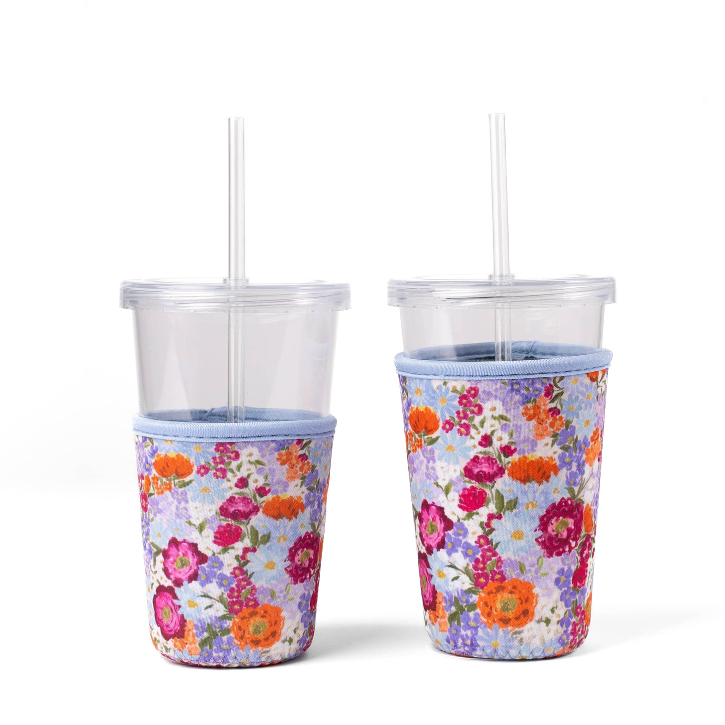 Floral Drink Sleeve | Iced Coffee Koozie | Drink Cover: Sunny Poppies / Regular