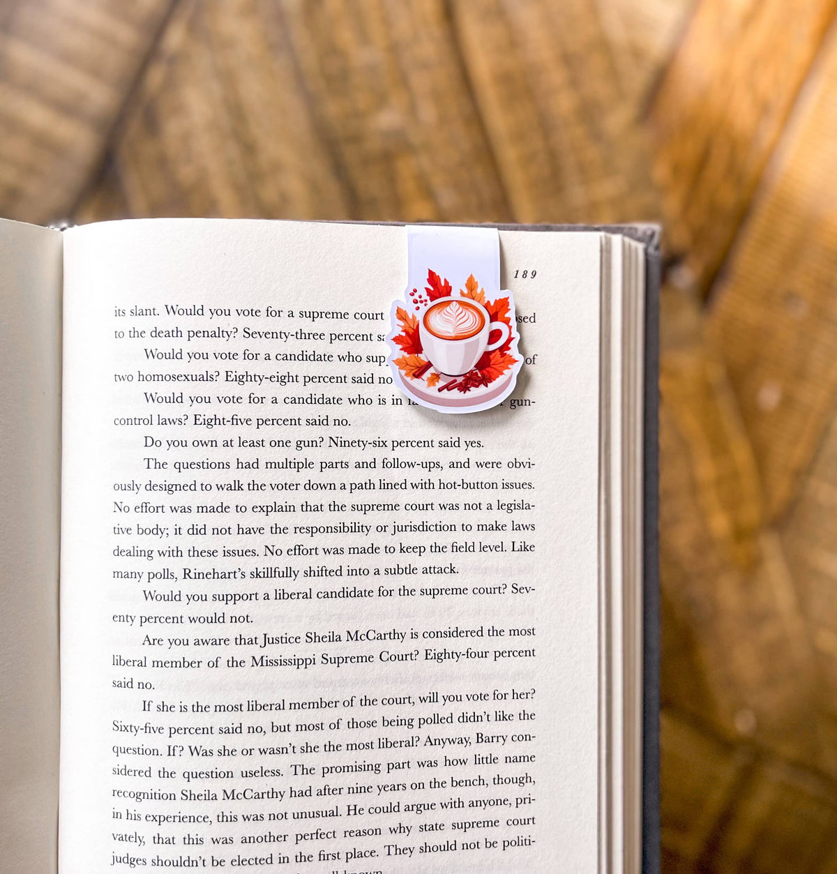 Fall Coffee Magnetic Bookmark, Pumpkin Spice Latte