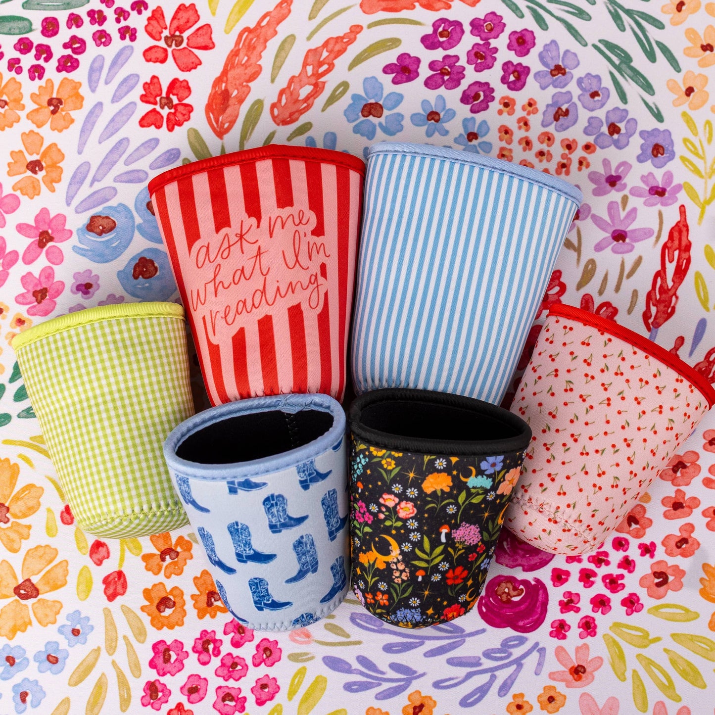 Floral Drink Sleeve | Iced Coffee Koozie | Drink Cover: Countryside Blooms / Regular