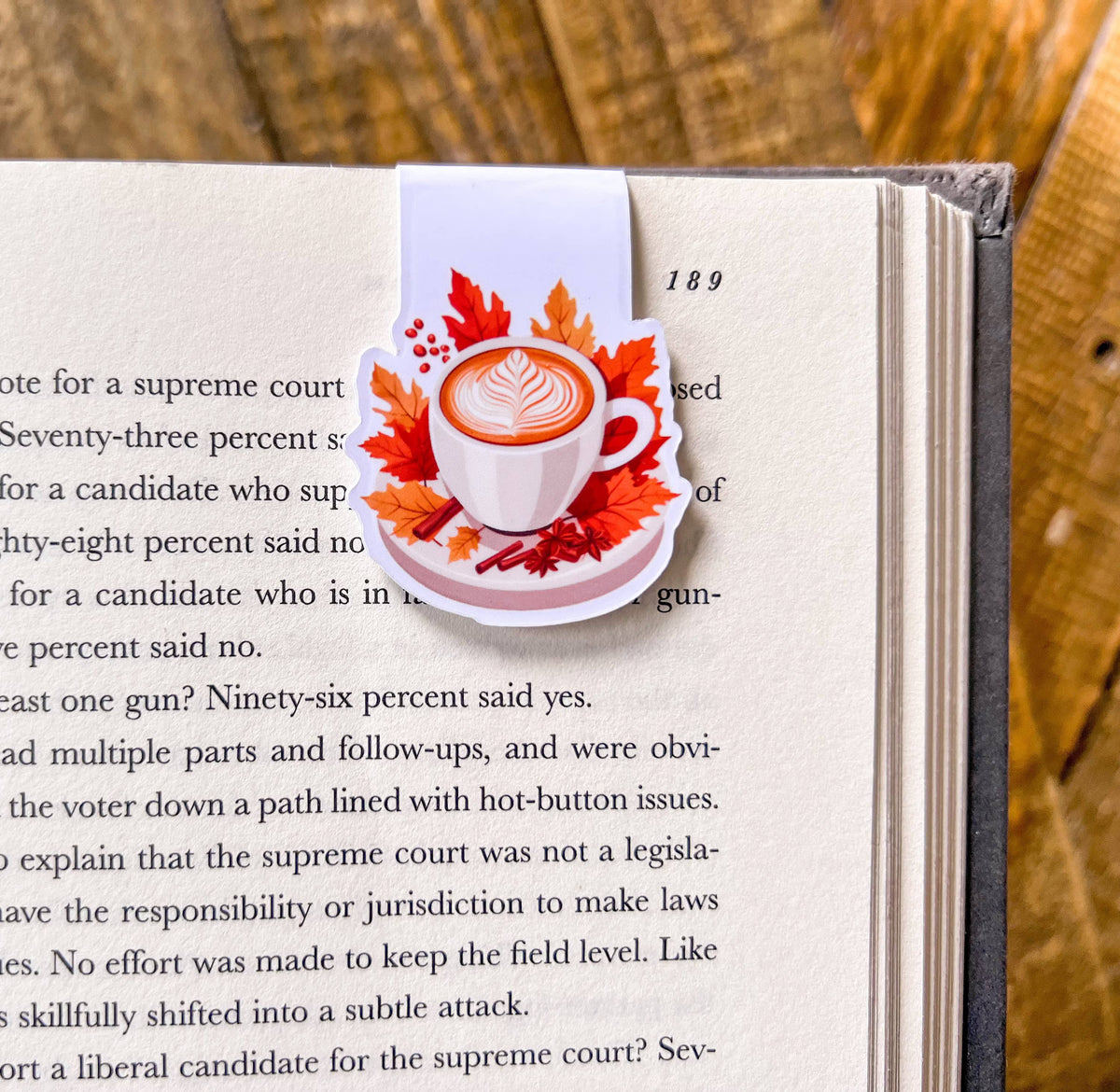 Fall Coffee Magnetic Bookmark, Pumpkin Spice Latte
