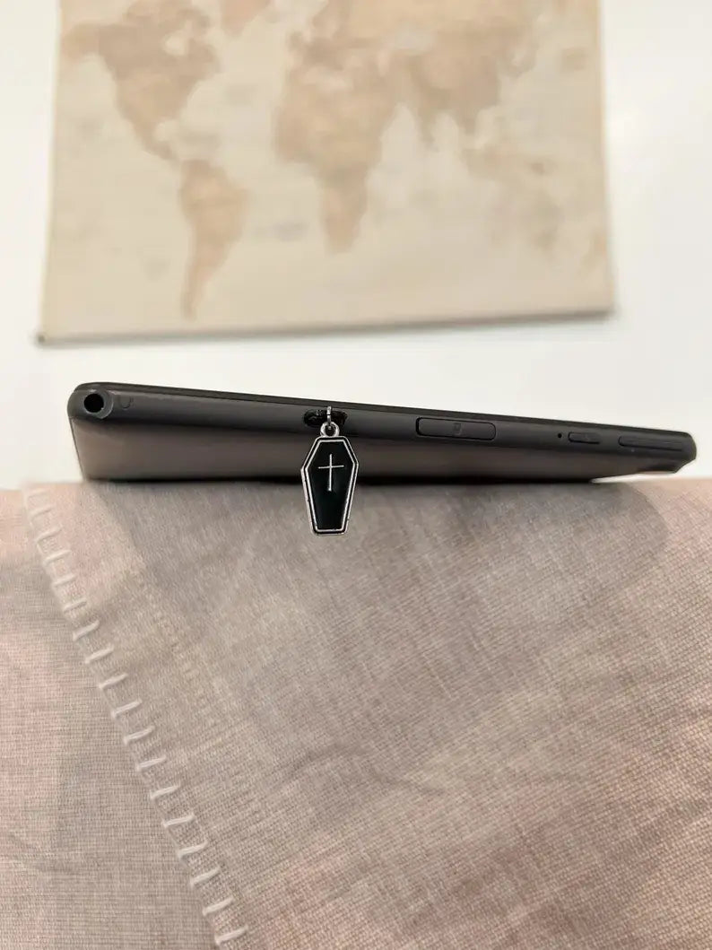 Black Coffin Kindle Charm | USB-C Dust Plug