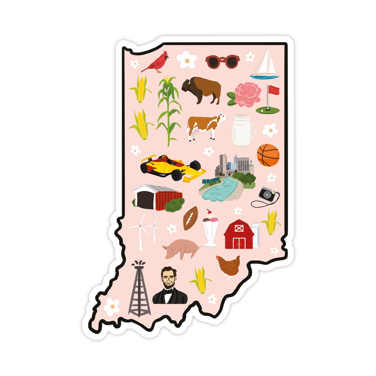 Indiana Vinyl Sticker - State Sticker, Travel Gift, Souvenir