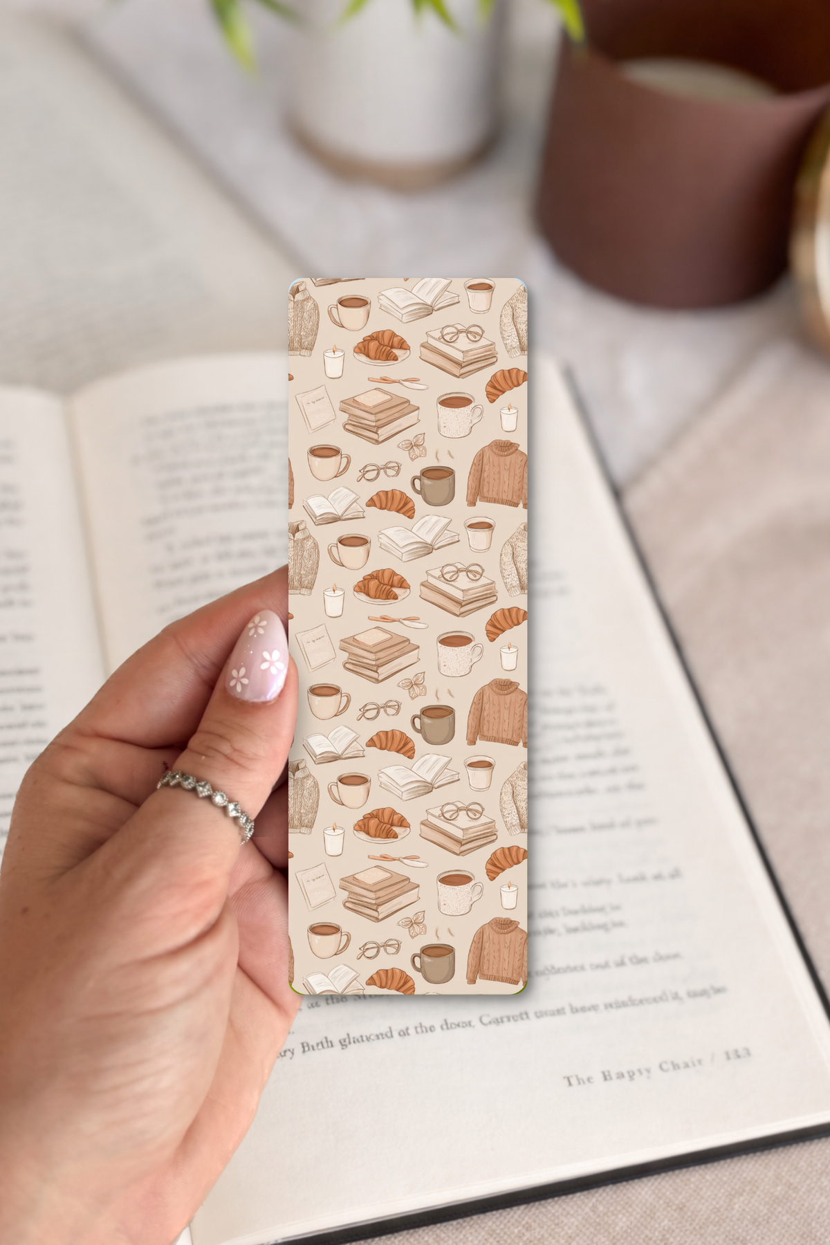 Cozy Neutral Bookish Bookmark