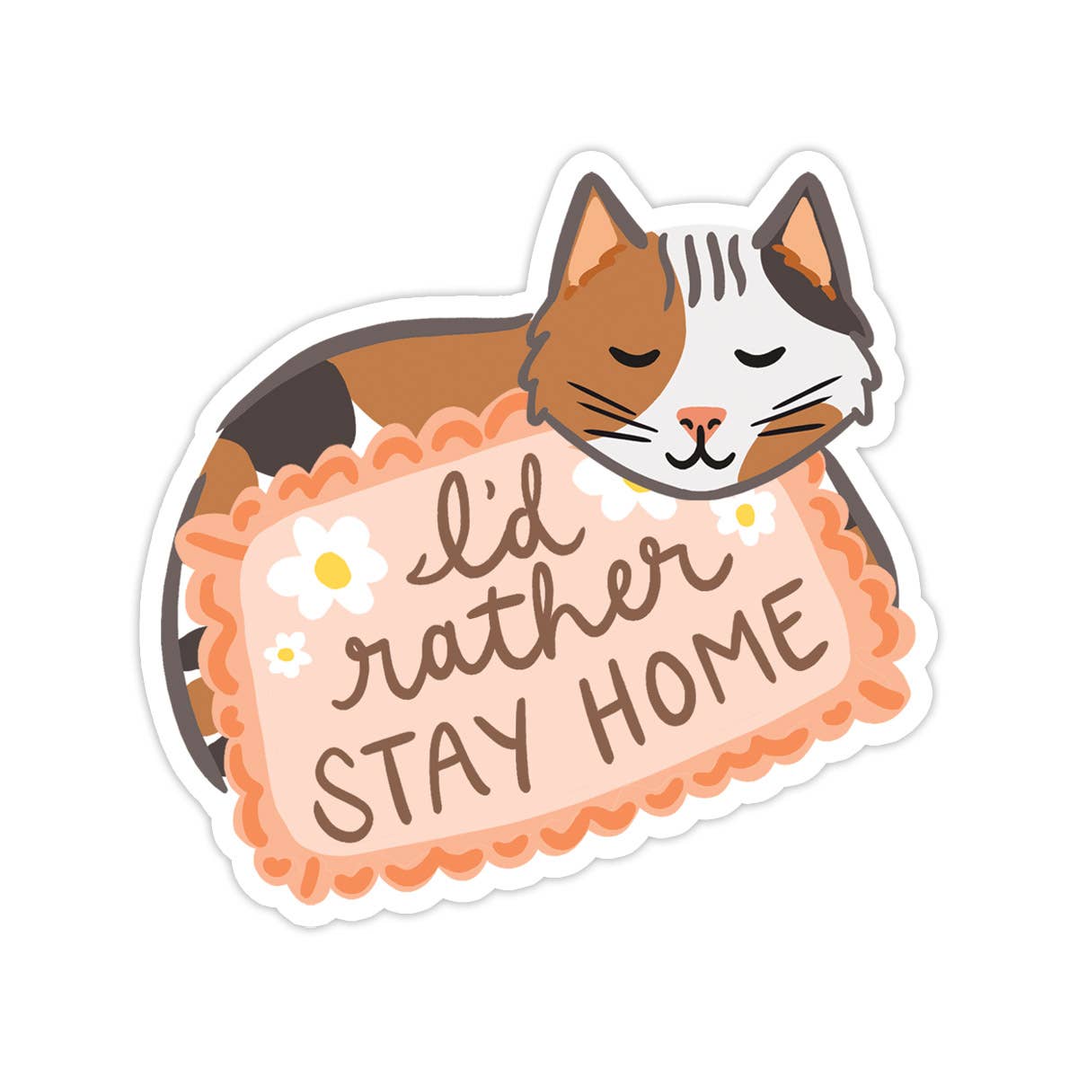 Stay Home Cat Vinyl Sticker - Funny Gift, Cat Sticker