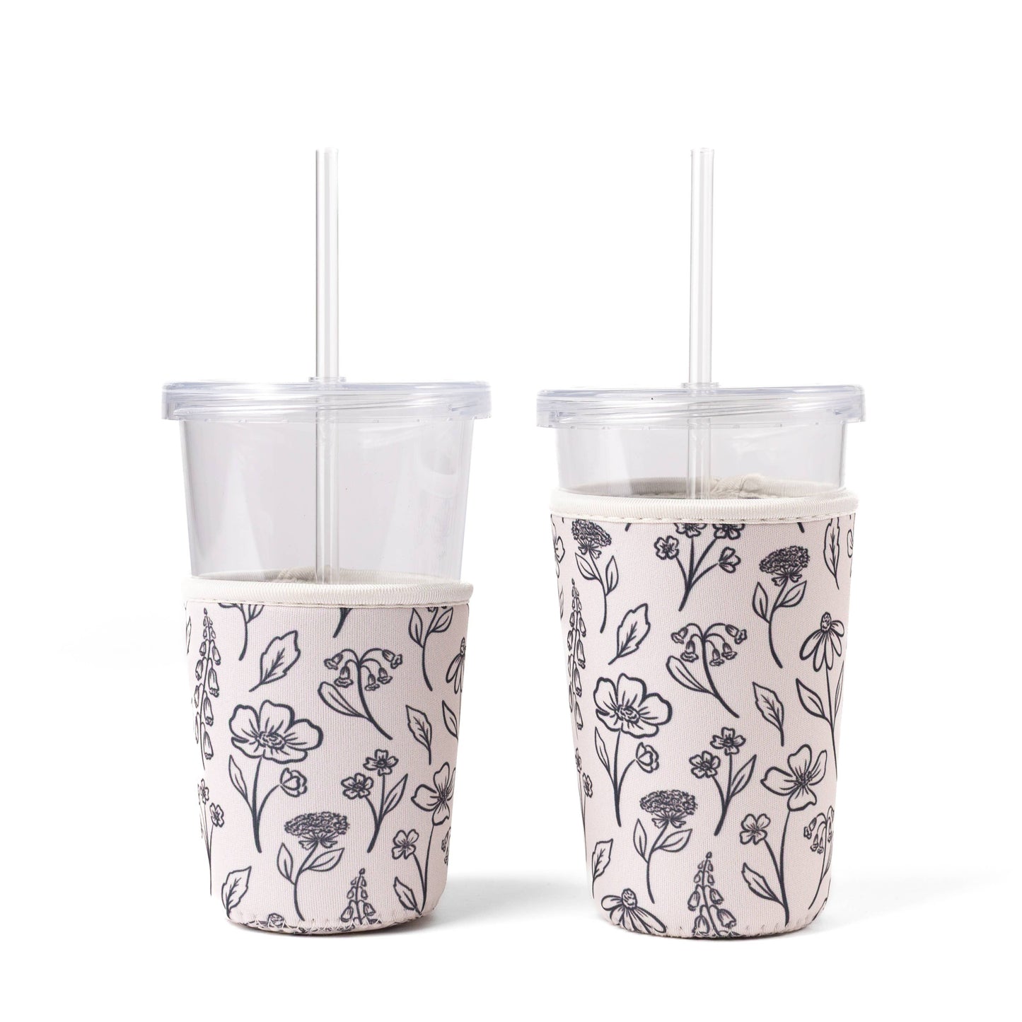 Floral Drink Sleeve | Iced Coffee Koozie | Drink Cover: Strawberry Patch / Regular