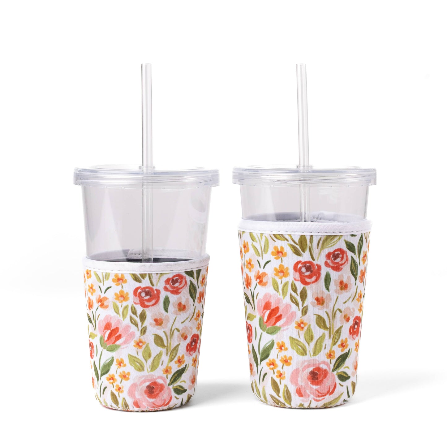 Floral Drink Sleeve | Iced Coffee Koozie | Drink Cover: Countryside Blooms / Regular