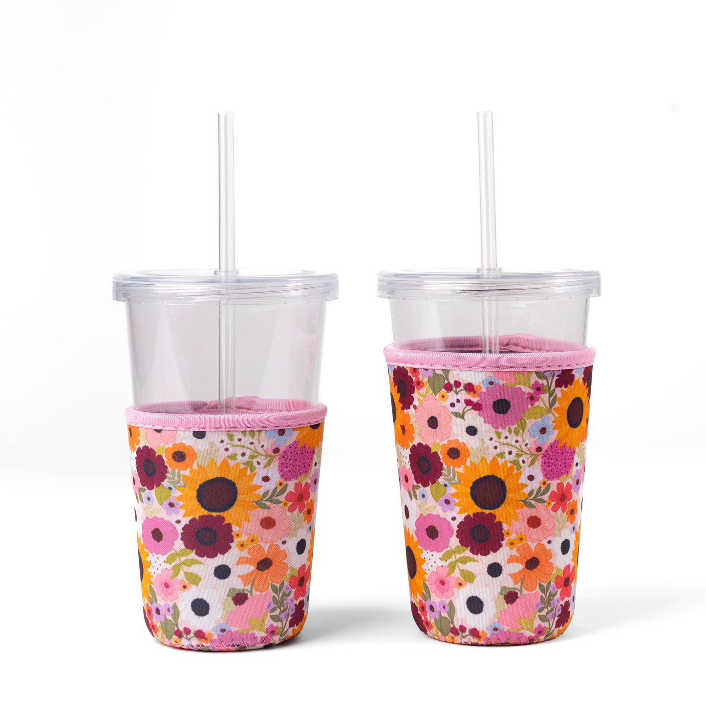 Floral Drink Sleeve | Iced Coffee Koozie | Drink Cover: Strawberry Patch / Regular