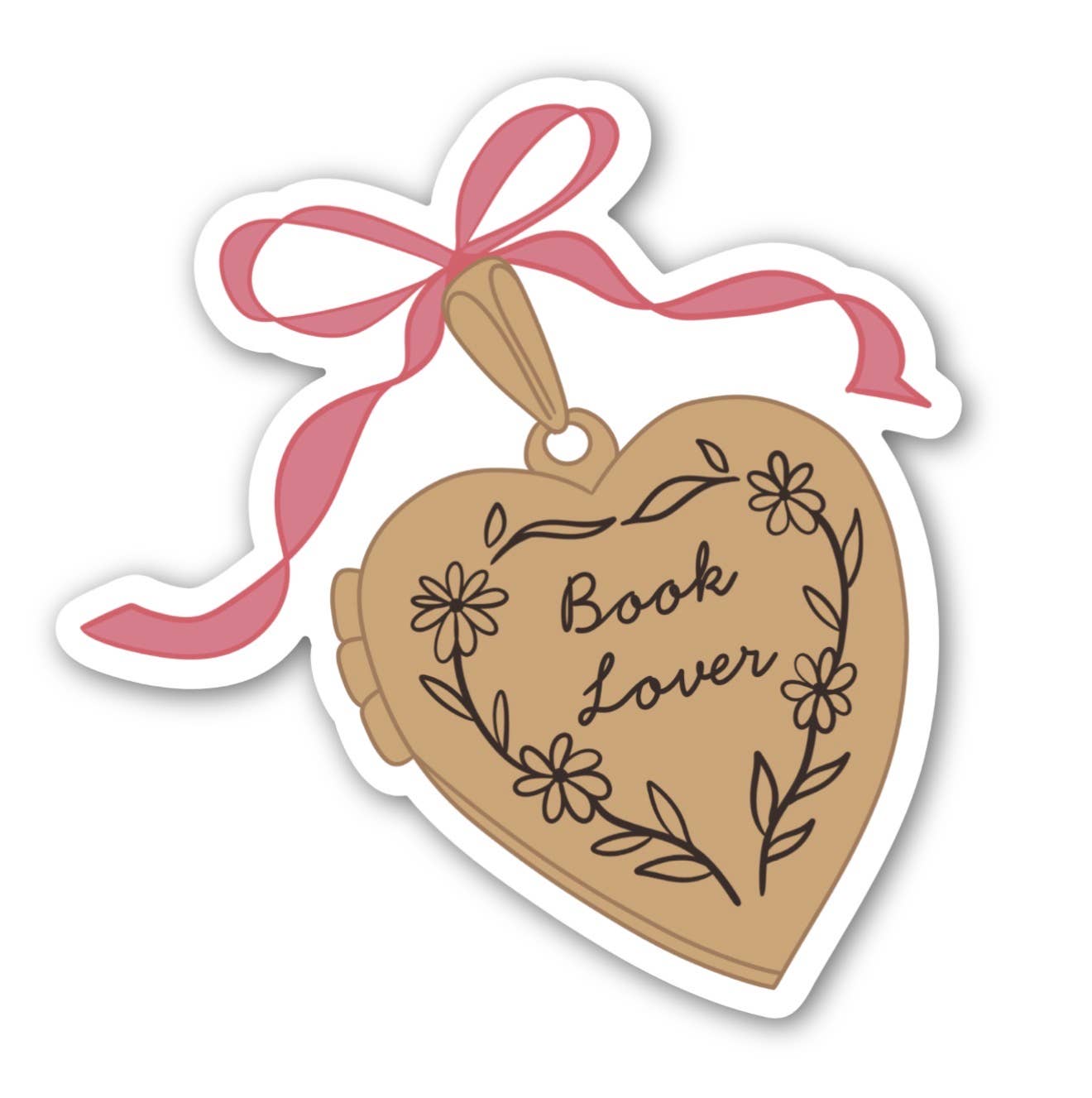 Book Lover Heart Locket Sticker